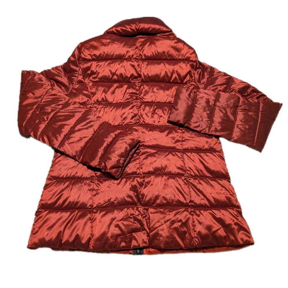 ANA A NEW APPROACH Packable Puffer Jacket Women's Size M Orange Metallic Zip Up - Picture 2 of 7
